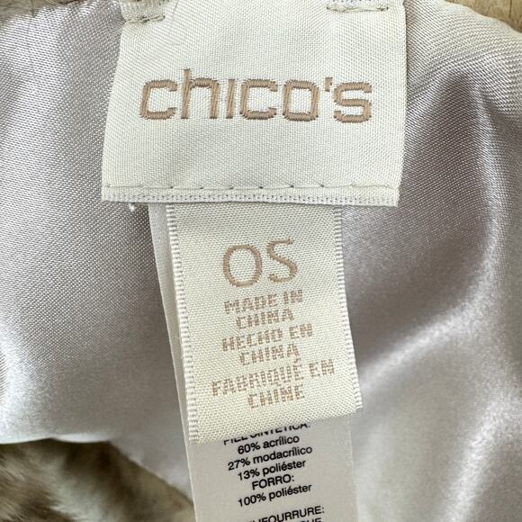 Chico's Womens Faux Fur Wrap Stole Scarf One Size Animal Print Mob Wife Tan - Picture 4 of 5